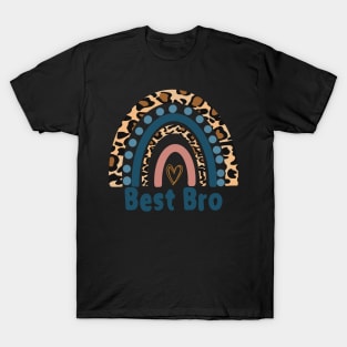 Best Bro Funny Gift For Brother Fun Leopard Rainbow Design T-Shirt